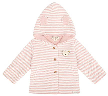 Steiff Unisex Baby Strickjacke mit Kapuze Jacke, Silver PINK, 50