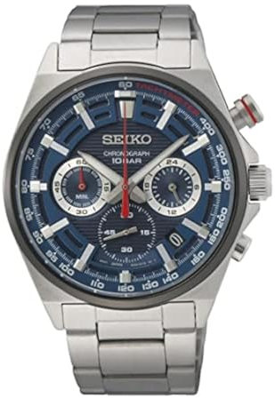 Seiko Herren-Chronograph mit blauem Zifferblatt und NATO-Armband SSB409P1