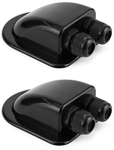 QWORK 2 Pcs IP68 Solar Cable Entry Gland Waterproof ABS Solar Double Cable Entry Dual Cable Entry Housing for Solar Panels of RV, Caravan and Marine, Black
