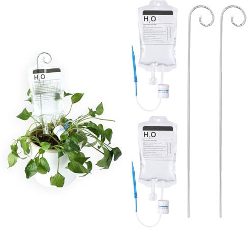 TOYMIS 2 Stück Plant Life Support Drip, Plant Watering System mit Metallstift Automatisches Bewässerungssystem Tropfbewässerung Topfpflanzen Automatischer Pflanzenbewässerer für Pflanzen