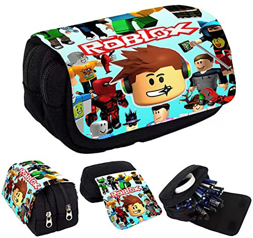 ZGYJ-EU Estuche para Lápices, Estuche para Lápices Roblox, Estuche para Lápices con Cremallera, Estuche Escolar con 2 Compartimentos Multifuncional de Lápices de Gran para Adolescentes Estudiantes