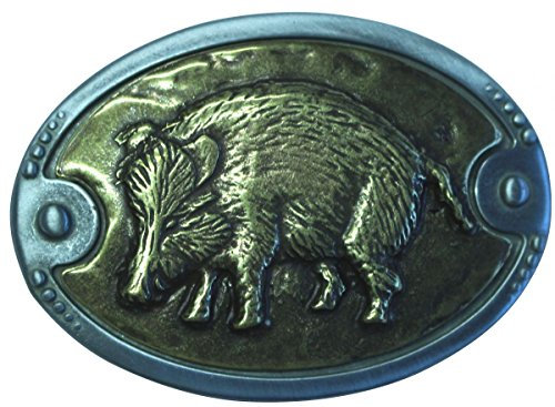 BELTINGER Gürtelschnalle Wildschwein 4,0 cm | Buckle Wechselschließe Gürtelschließe 40mm Massiv | für Jagd-Outfit | Altmessing