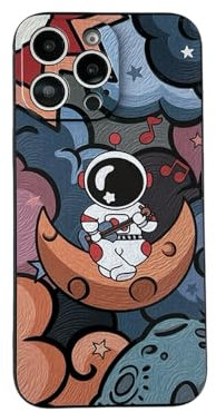 Yonds Queen für iPhone 14 Pro Niedliches Hülle, Cool Cartoon Astronaut Space Planet Mond Design Stilvoll Stoßstange weiches TPU rutschfeste Stoßfeste Schutzhülle (iPhone 14 Pro, Mond)