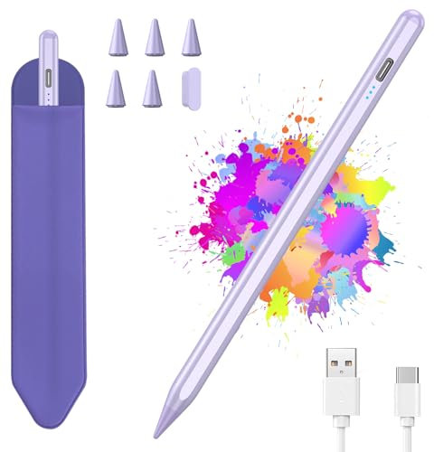 KBCASE Stylet pour iPad 2018-2022, iPad 10e génération/iPad Air 3-5/iPad Pro 12.9, stylet Apple rechargeable avec sensibilité d'inclinaison/magnétique, 5 embouts de rechange
