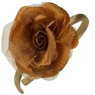 Dark Gold Rose Fascinator Headband Hair Band Bridesmaid Wedding Prom Races for Women Girls by Glitz4Girlz