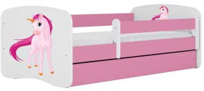 Babybett Babydreams, 70 x 140 cm, Puderrosa mit Schublade, ohne Matratze, Einhornmotiv