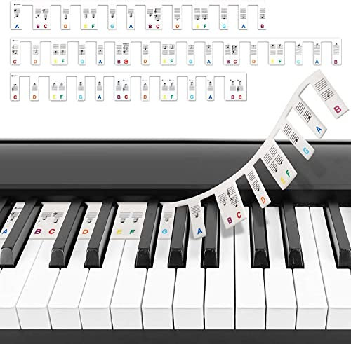 Klavier Noten Sticker, Klavier Keyboard Noten Aufkleber,Piano Lernen Klaviertasten Aufkleber,Klavier aufkleber kinder,Keyboard Noten Aufkleber für 37/49/54/61/88 ! Silikon - Farbe