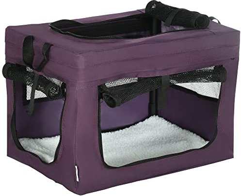 PawHut 48.5cm Pet Carrier, Cat Carrier Cat Bag, Pet Travel Bag w/ Cushion, Carry Bag, for Miniature Dogs - Purple