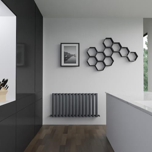 Brecon Anthracite Oval Tube Designer Radiator Horizontal Central Heating - 960mm (w) x 500mm (h) - BTUs 2687