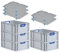 PROREGAL SuperSparSet 5x Eurobox NextGen Color mit Auflagedeckel & Schiebeschnappverschlüsse, HxBxT 22x40x60cm, 44L, Griffe blau offen, Verstärkter Boden, Eurobehälter Transportbox Transportbehälter
