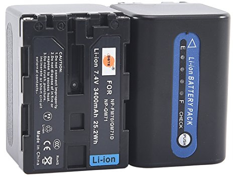 DSTE (2-Pack) Li-Ionen Batterie kompatibel mit Sony NP-FM70 NP-QM71 NP-QM71D DCR-PC115 DCR-PC120 DCR-PC330 DCR-TRV25 DCR-TRV27 DCR-TRV30 DCR-TRV33