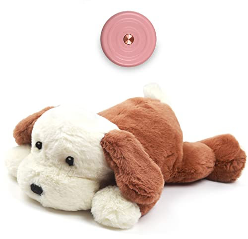 Snorbirell Welpen Herzschlag Spielzeug für Angstlinderung, weiches bequemes Herzschlag Welpenspielzeug, Beruhigungshilfe Herzschlag Plüschtier Hund Verhaltenshilfe Spielzeug, Herzschlag Stofftier