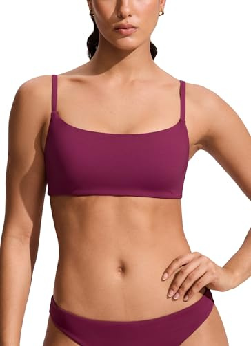 CRZ YOGA-C Scollo Rotondo Top Bikini | Imbottitura Rimovibile, Spalline Regolabili Sottili, Nuoto, Reggiseno da Bagno per Donna