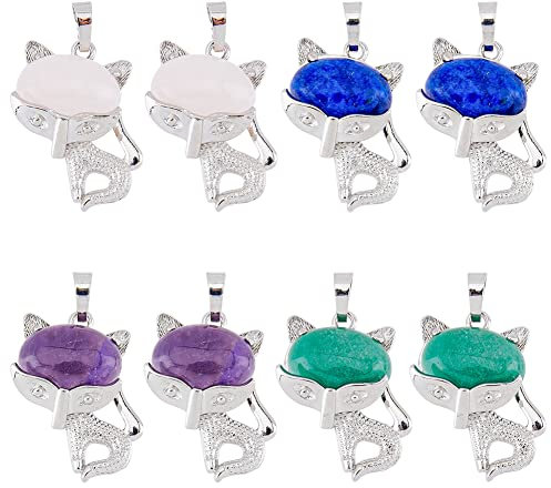 DICOSMETIC 8Pz Ciondolo di Cristallo A Forma di Gatto Simpatici Animali Pietre Ciondoli di Pietre Preziose Naturali Ciondoli di Quarzo Rosa Ciondoli di Avventurina Verde per La Creazione di Gioielli