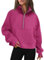 AUTOMET Damen-Sweatshirts mit halbem Reißverschluss, bauchfrei, Fleece, Viertelreißverschluss, Hoodies 2024, Herbstmode, Outfits, hot pink, XL