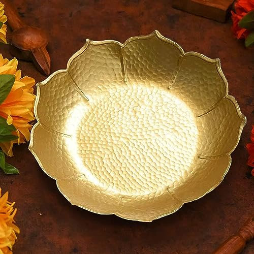 SHARVGUN Diya Shape Flower Decorative Urli Bowl for Home Handcrafted Bowl for Flowers and Tea Light Candles Home Office and Table Decor| Diwali Decoration Items for Home (Round Traditional Urli, 12)
