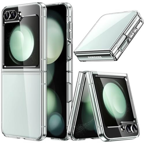 JETech Case for Samsung Galaxy Z Flip 5, Crystal Transparent Hard PC Shell, Anti-Scratch Shockproof Slim Protective Phone Cover (Clear)