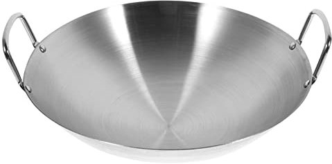 Wok De Acero Inoxidable Utensilios Para Barbacoa Wok De Fondo Plano Estufa Plancha De Inducción Sartén Doble Sartén Para Panqueques Sartenes Para Siempre Olla Con