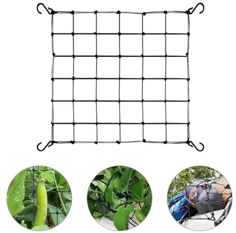 Pflanzen Netz, Scrog Netz 60x60, Ranknetz für Kletterpflanzen, Ranknetz Multifunktion, Grow Netz mit 4 Haken, Wachsen Zelt Netz für Gemüse Früchte Blumen, Zeltanlage für Garten
