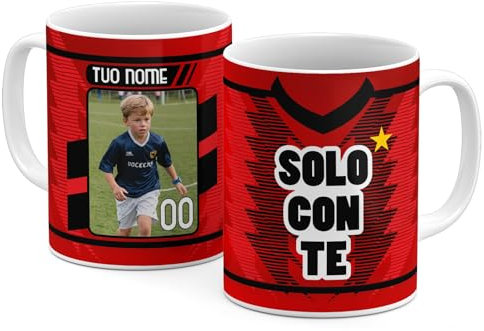 StudioPixelStore Tazza Personalizzata – Idea Regali Personalizzati – Mug Personalizzabile con Squadre del Campionato Italiano – Tazze in Ceramica per la Colazione – (Tifosi Milanisti PHOTO)