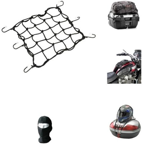 COMPATIBILE CON PIAGGIO VESPA 50 SPECIAL RAGNO PORTAPACCHI RETE T10N NERA COMPLETA DI GANCI IN ACCIAIO E GOMMINI ANTIGRAFFIO PER AGGANCIARE OGGETTI SULLA MOTO O BAULETTI UNIVERSALE