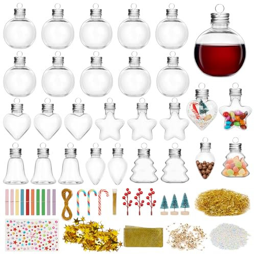 25 Stück Weihnachtskugeln Kunststoff, Transparent Weihnachtskugel zum befüllen Christbaumschmuck Plastik Christbaumkugeln für Weihnachtsschmuck,Weihnachtsbaum, Hochzeit, Party, DIY Dekoration