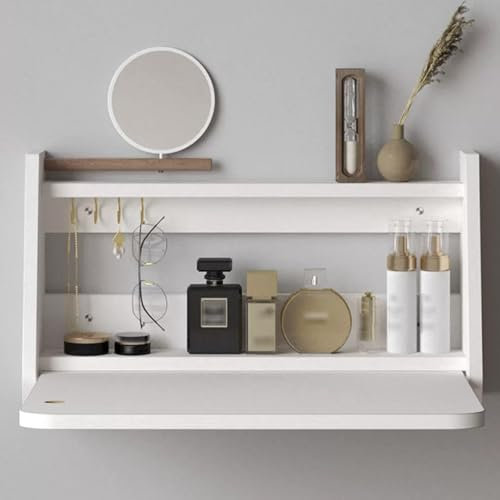 Wandklapptisch Aus Holz,Klapptisch Wand,Wandtisch Klappbar,Wandklapptisch Mit Stauraum,Schreibtisch Klappbar Wand,Klapptisch,Kleiner Klapptisch,Schreibtisch Klappbar,Platzsparender(White,W40cm)