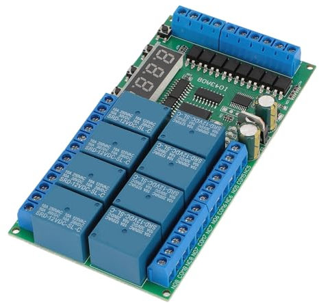 Módulo de relé IO43A08, Tablero de relé de Retardo de Temporizador Multifunción de 8 Canales con 6 Modos de Función para Control de Retardo de Tiempo, DC 12V