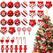 Christmas Tree Ornaments - 36 Gloss Candy Cane Ball Pendants, Wooden Lollipop Decorations for Indoor Outdoor Decor (36PCS)