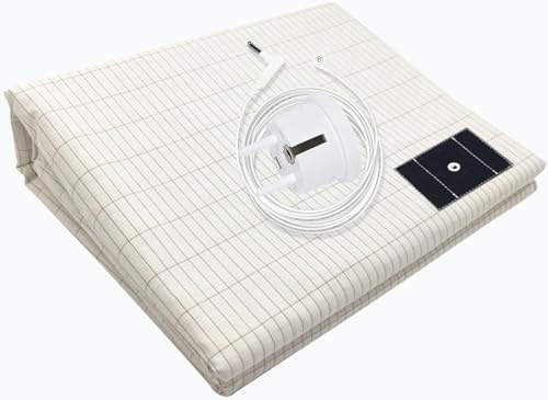 Erdungsbettlaken für Besser Schlafen, Grounding Bed Sheet, Erdungsmatte für Bett in EU-Norm, Earthing Matte, Silberfaser Bio-Baumwolle Erdungsmatte (153 x 203cm)