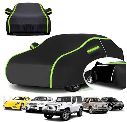 Autoabdeckung für 𝖯𝖾𝗎𝗀𝖾𝗈𝗍 107 wasserdichte Autoplane Reißfest Auto Abdeckplane Winter Atmungsaktiv Staubdicht Outdoor Allwetterschutz Auto Garage(Size:1246,Color:Schwarz)