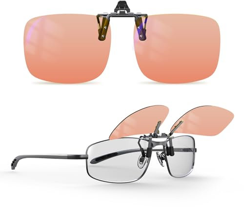 Goiteia FL-Rose Migräne-Brille zum Anklippen, bernsteinfarben, blaues Licht, blockierende Brille für Augenbelastung, lichtempfindlich, fluoreszierende LED-Beleuchtung, Computer-Bildschirm-Blendung