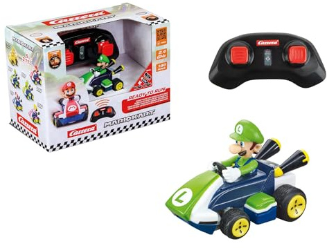 Carrera RC Mario Kart Mini RC Luigi, For Children and Adults, Boys & Girls, Unique Original Licence, Instant Driving Fun with Ready to Run, Green, Length 6.2cm
