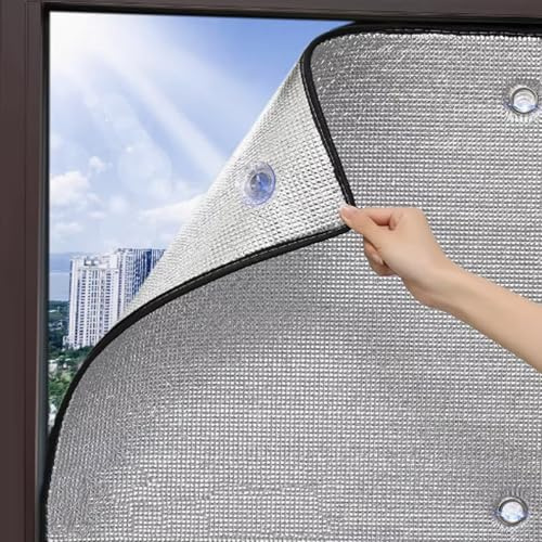 Film Miroir Fenêtre Anti-Regard,Contrôle de la Température Protection de la Vie Privée Feuille,Film d'Isolation Thermique Aluminisé de 8mm,Non Adhésive,pour Maison Bureau (75x200cm/30 x79)