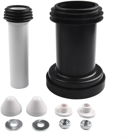 Jotekonoby PE/PP Wall Hung Toilet Connection Pipe Kit For Duofix Cistern WC Frame Pan With Satin Chrome Finish Covers Bathroom Plumbing Flush Waste Pipe Connectors