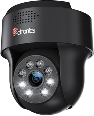 Ctronics 5MP PTZ Caméra Surveillance Extérieur/Intérieure, 2,4/5 GHz WiFi Caméra IP Dôme, Humaine/Mouvemen, Suivi Automatique, Vision Nocturne Couleur 25M, Audio Bidirectionnel, IP66 (Noir)