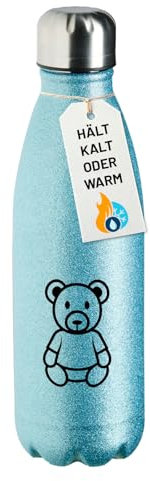 Huuraa Flasche Teddybär Knuddelbär Geschenk 500ml Blue Wasserflasche Teddybär Geschenkidee