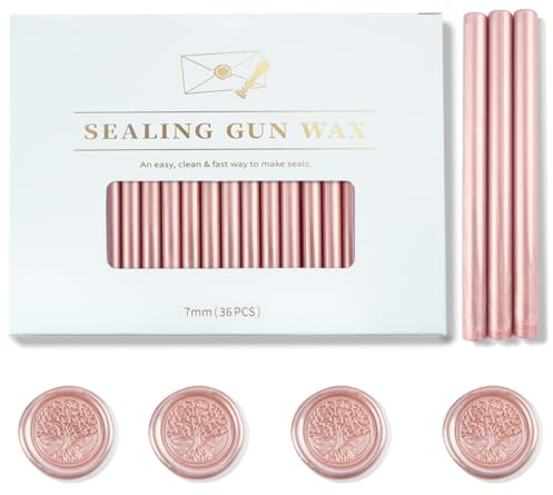 36Pcs Rose Gold Wax Seal Sticks, 7mm for Mini Glue Gun Sealing