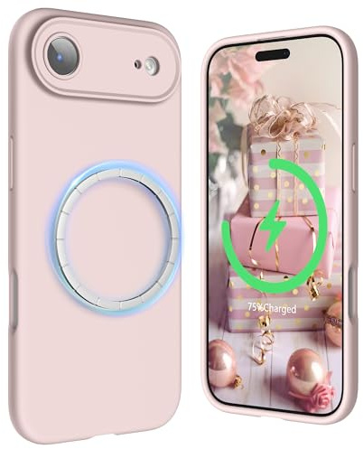 SURPHY Cover per iPhone Air, Custodia Magnetica per iphone 17 Air(6,5) Silicone con Protezione Fotocamera,Supporta la Ricarica Wireless,Antiurto, Resistente, LeggeraSabbia Rosa