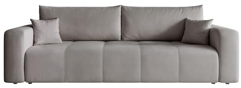 IDOHOME 93x244 Sofa mit Schlaffunktion (125x200) und Bettkasten (Massivholz + MDF) mit dekorativen Nähten auf der Sitzfläche