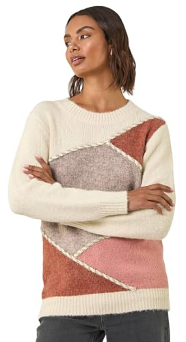 Roman Originals Thick Jumper for Women UK - Ladies Winter Autumn Smart Casual Knit Knitted Knitwear Pull-On Round Crew Neck Long Sleeve Work Office Dinner Party