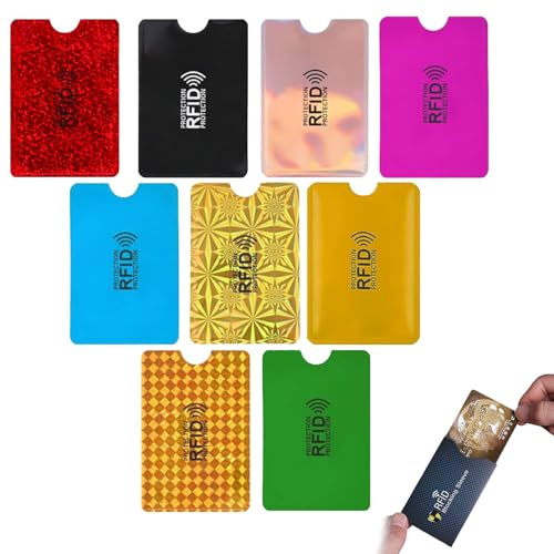 DILUSILK Lot de 9 porte-cartes RFID colorés pour cartes de crédit, cartes de crédit, protection de carte bancaire, porte-cartes d'identité, cartes de crédit