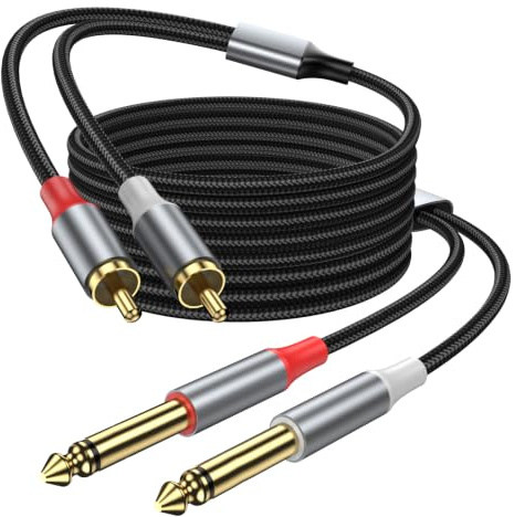 KAYQINHO RCA to 1/4 inch Cable, Heavy Duty 1/4 Male to RCA Male Adapter Stereo Audio Interconnect Cable Patch Cords for Mixer/Speaker/AMP Audio Cord, 16FT.