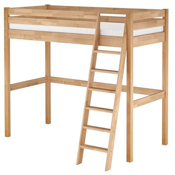 Erst-Holz®Platzsparendes Hochbett Stockbett 90x200 Buche lackiert mit wählbarem Zubehör V-60.08-09Rollrost und Matratze inkl.