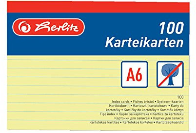Herlitz Karteikarten A6 liniert, 100 Stück, gelb