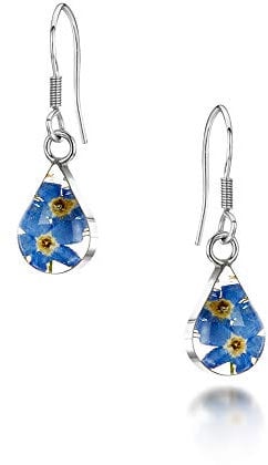 Shrieking Violet 925 Sterling Silver Earrings, Teardrop-Shaped Hook Earrings for Women with Gift Box Ñ Women's Dangling Earring, Unique Handmade Earrings with Flowers Great Gift for Mom