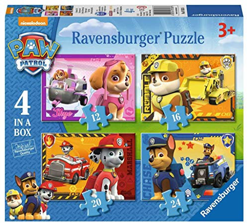 Ravensburger 7033 Paw-Patrol-Puzzle-Set, 4 in Einer Box, 12/16/20 und 24 Teile