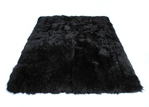 Naturasan Designer Öko Schaffell Lammfell Teppich, Hochflor, Langflor, Retro, Flokati Schaffellteppich (160x230, Schwarz)
