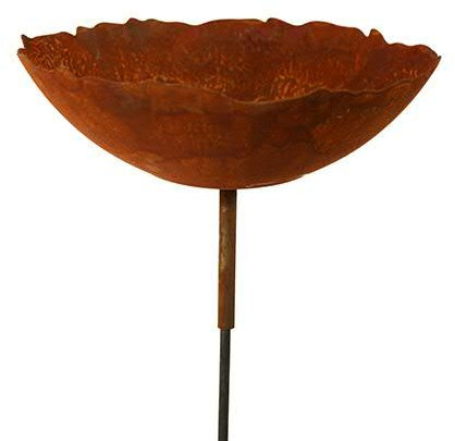 Saremo Rost - Gartenstecker mit Schale - Durchmesser 27cm - Hochwertige Gartendekoration