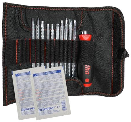 Wiha Schraubendreher mit Wechselklingen Set SYSTEM 6 - SoftFinish® - 11 teilig - Schlitz, Phillips, Pozidriv, TORX® - Schraubendreher-Satz inkl. 2 St. DEWEPRO® SingleScrubs
